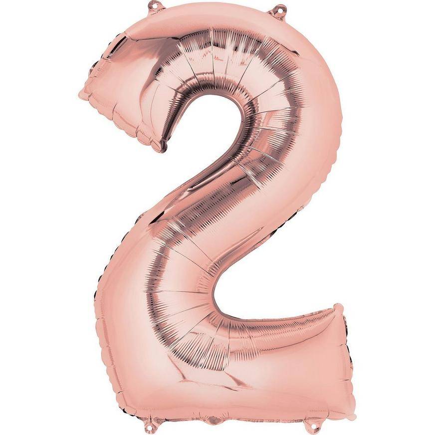 Party City Uninflated 2 Number Balloon (34 inches/rose gold)