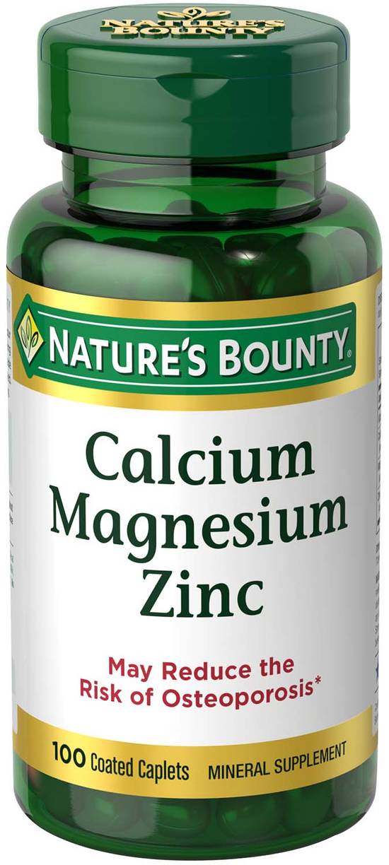 Natures Bounty Calcium Magnesium Zinc Coated Caplets (100 ct)