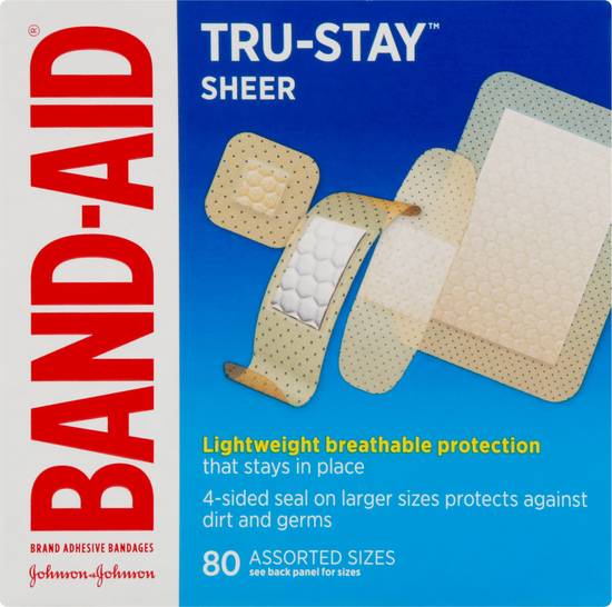 Band-Aid Tru-Stay Sheer Assorted Sizes Bandages (80 ct)