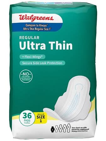 Walgreens Ultra Thin Pads With Flexi Wings, Regular Absorbency Unscented, Size 1