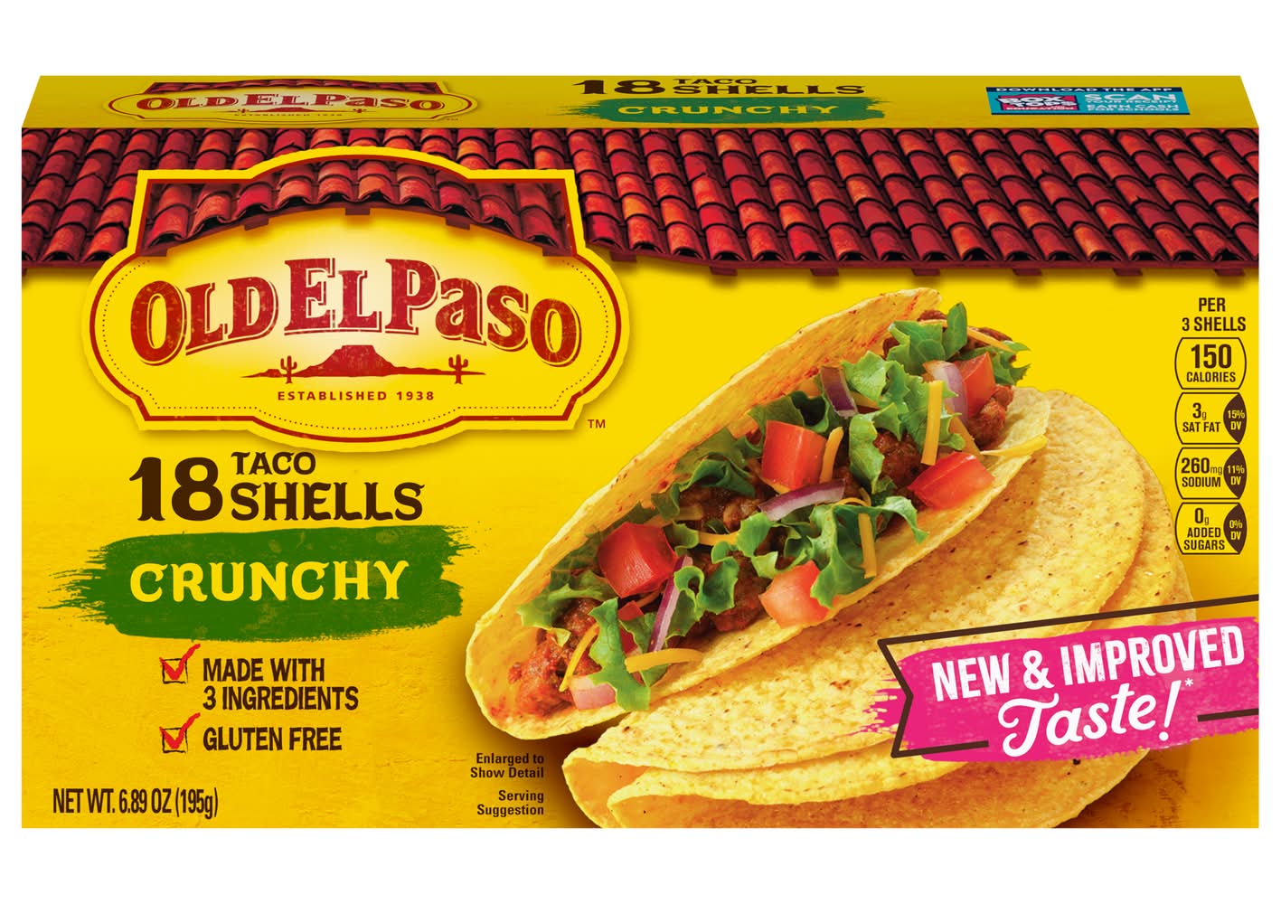 Old El Paso Gluten Free Crunchy Taco Shells (0.3 oz, 18 ct)
