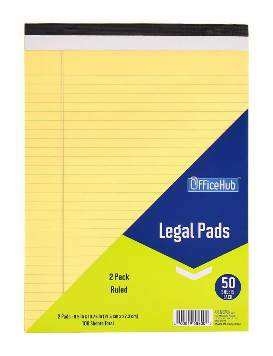Officehub Yellow Legal Pads 2 Ct