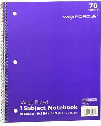 Wexford 1 Subject Wide Ruled Notebook Assortment