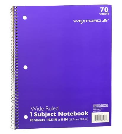 Wexford 1 Subject Wide Ruled Notebook Assortment (8.64 oz)