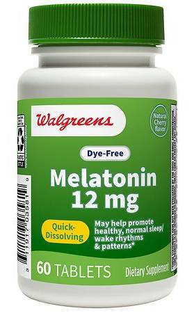 Walgreens Dye-Free Melatonin 12 mg Tablets, Cherry (60 ct)