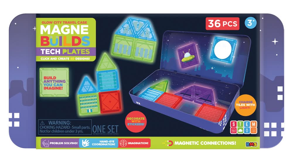 Magne Builds Glow City Travel Magnetic Tiles Toys 3+ Years (36 ct)