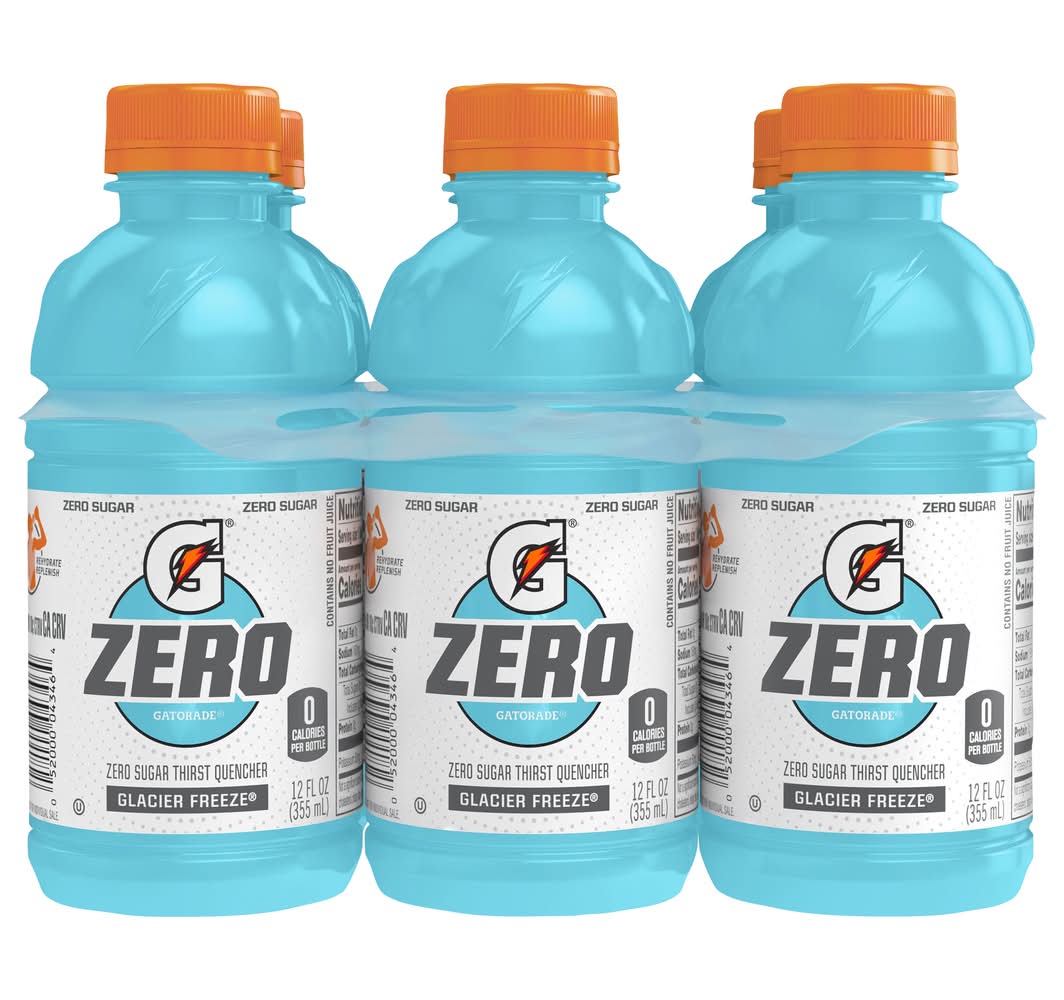 Gatorade Zero Sugar Thirst Quencher Sports Drink, Glacier Freeze (6 x 12 fl oz)