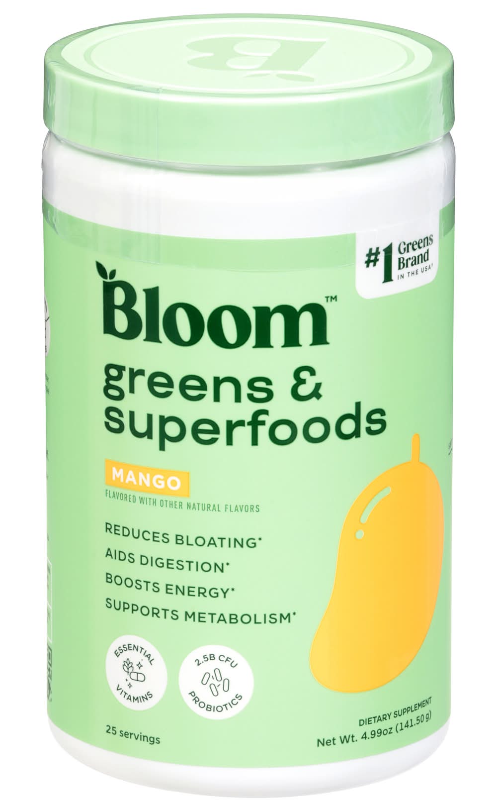 Bloom Nutrition Greens and Superfoods Dietary Supplement Powder, Mango (5 fl oz)