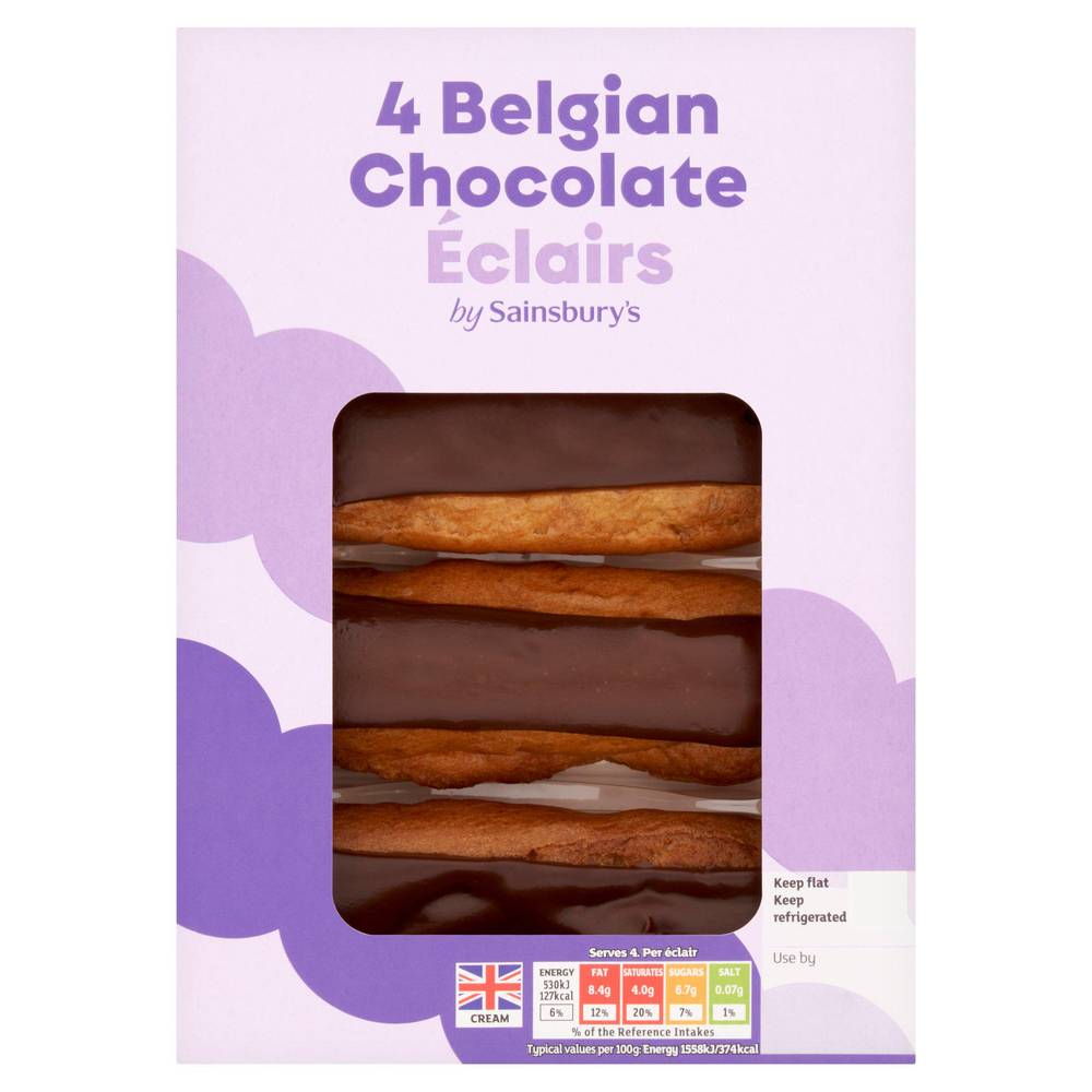 Sainsbury's Fresh Cream Belgian Chocolate Eclairs 4x35g