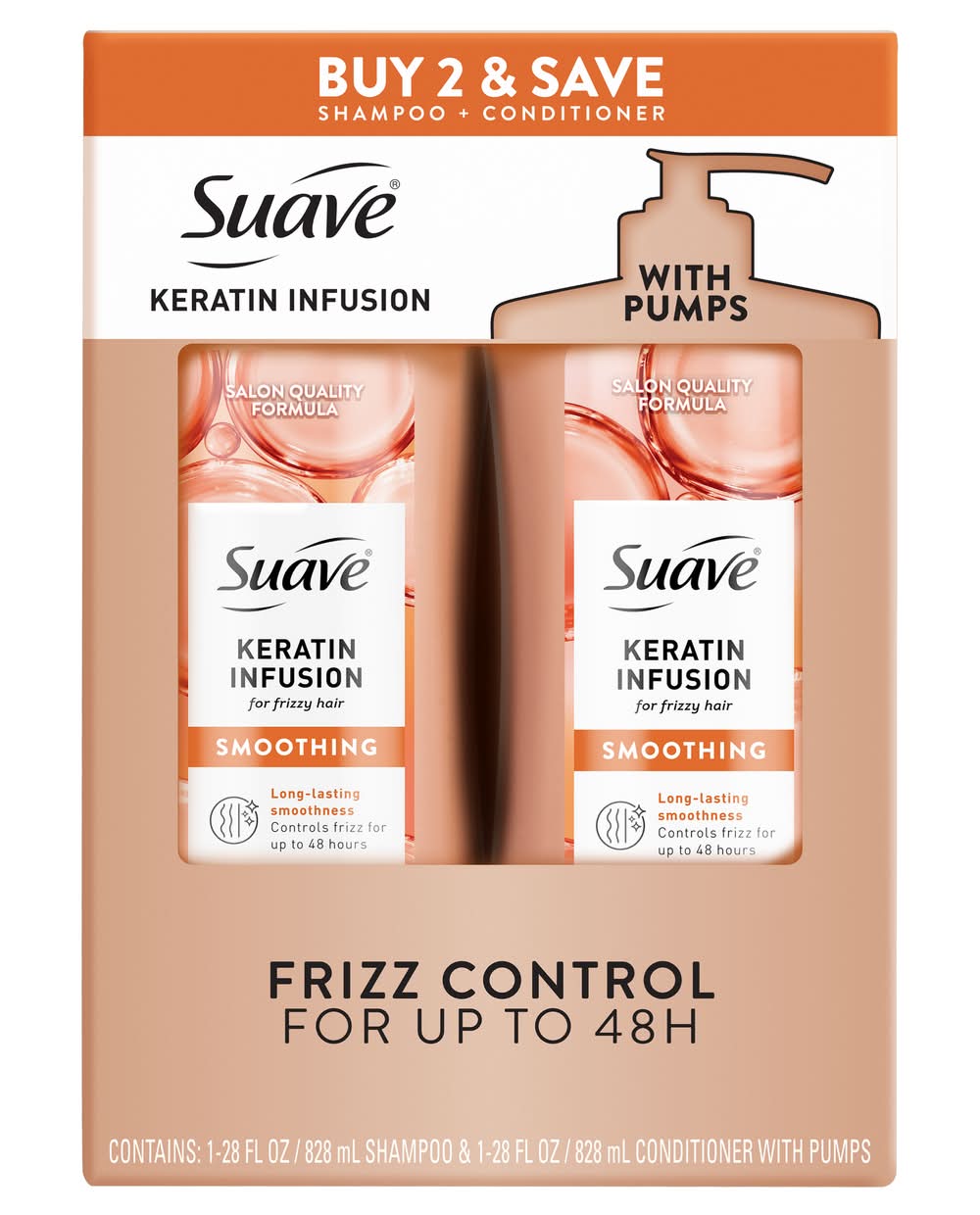 Suave Professionals Keratin Infusion Smoothing Shampoo and Conditioner (36 oz, 2 ct)