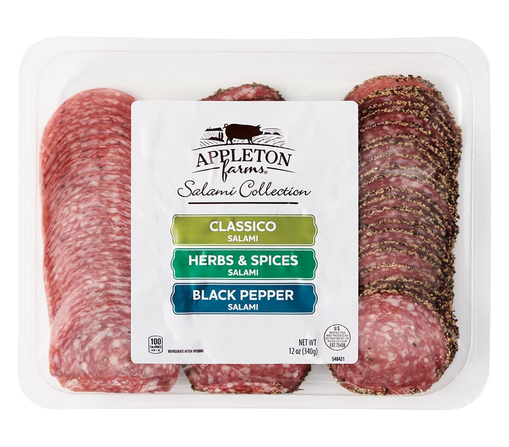 Appleton Farms Salami Collection, Classico-Herbs & Spices-Black Pepper (12 oz)