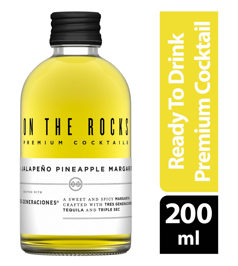 On The Rocks Tres Generaciones Tequila Jalapeno Pineapple Margarita Cocktail (200 ml)