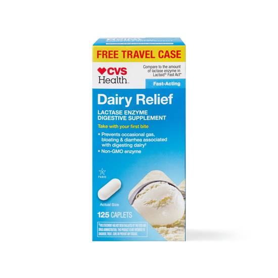 CVS Health Dairy Relief Fast Acting Caplets, 125 CT