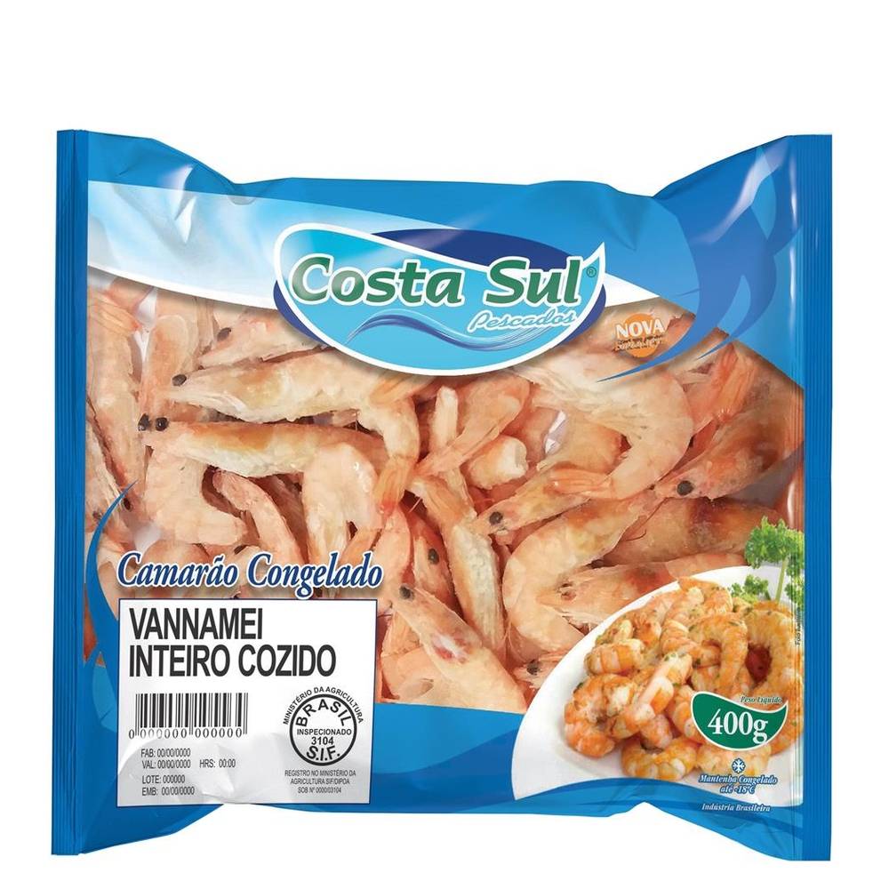 Costa sul camarão inteiro cozido congelado (400 g)
