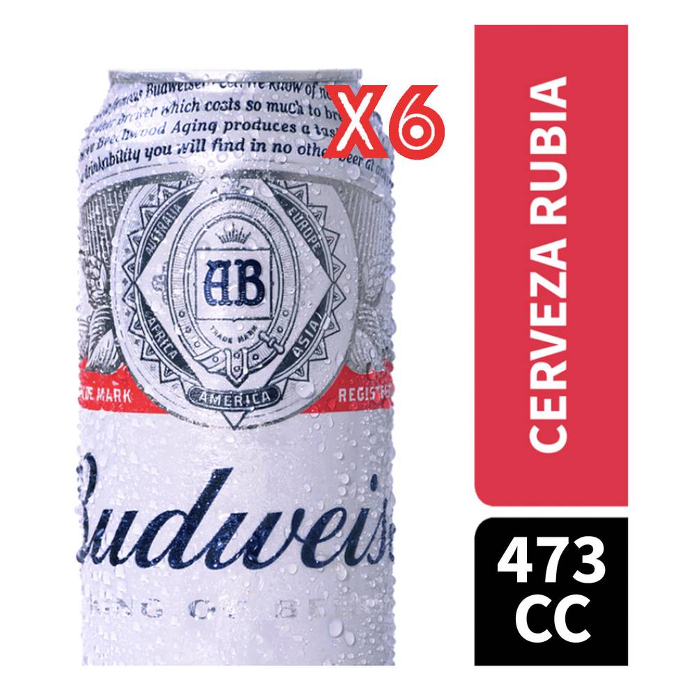Budweiser pack cerveza (6 pack, 473 ml)