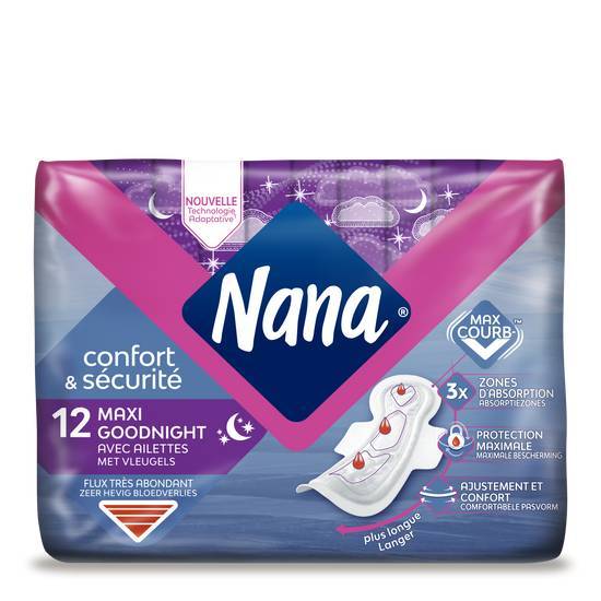 Serviettes hygiéniques nana maxi goodnight x12