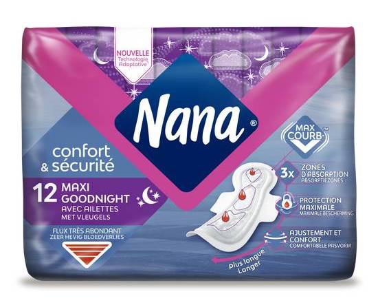 Serviettes hygiéniques nana maxi goodnight x12