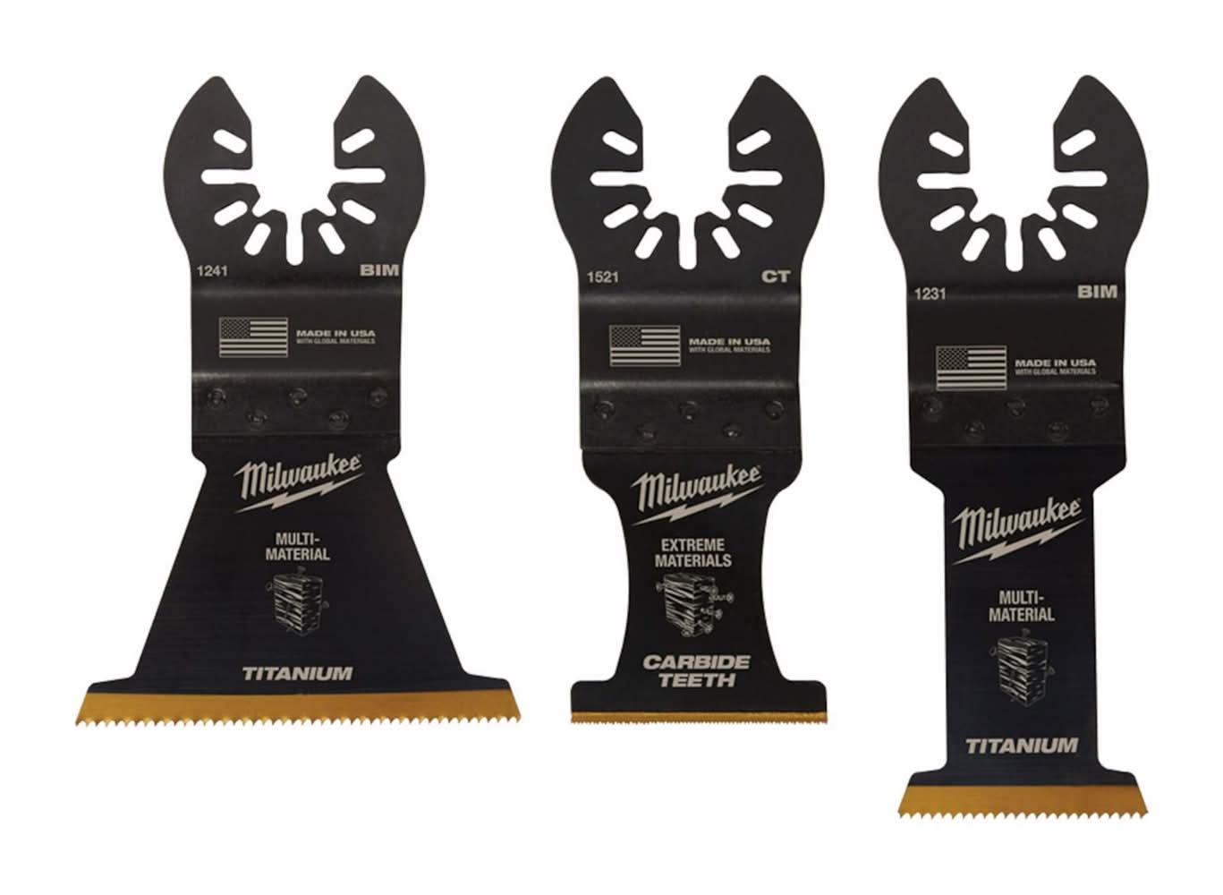 Milwaukee Universal Fit Open-Lok High Carbon Steel Multi-Tool Oscillating Blade Set Multi-Material 3