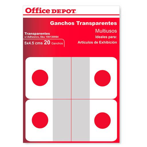 Office depot ganchos transparentes (20 un)