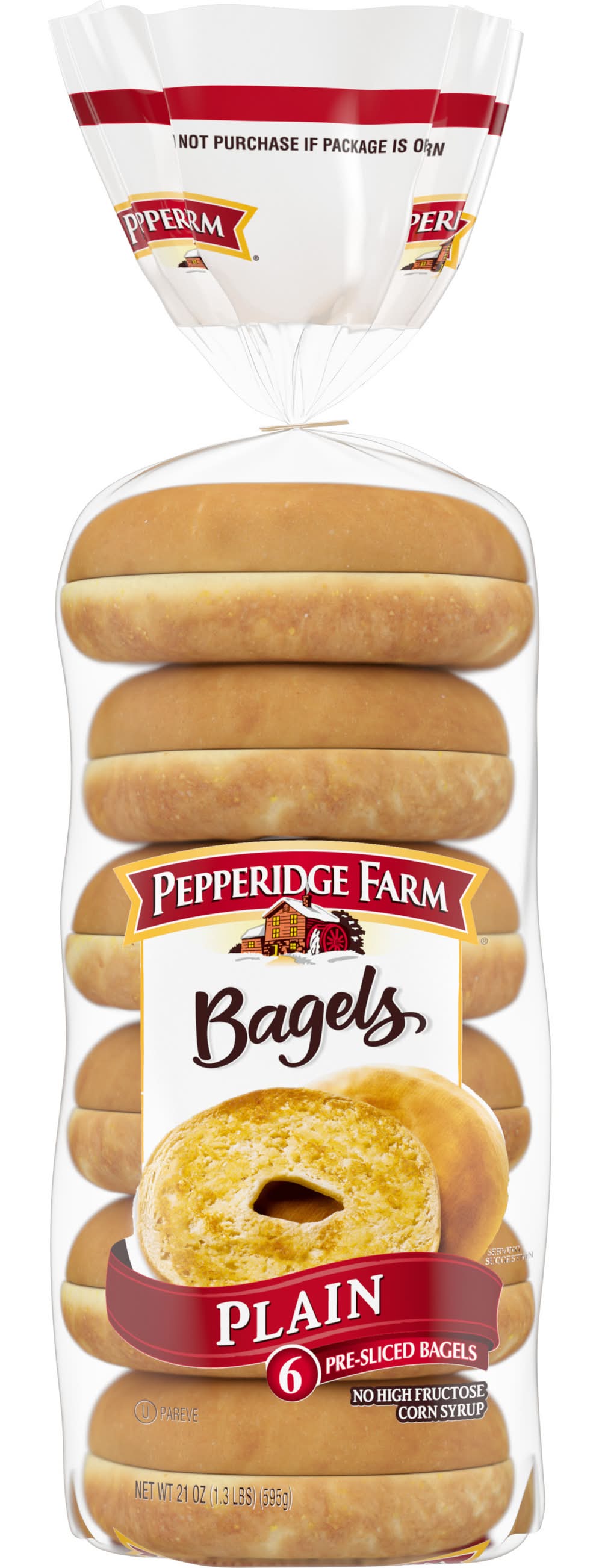 Pepperidge Farm Plain Bagels (21 oz, 6 ct)