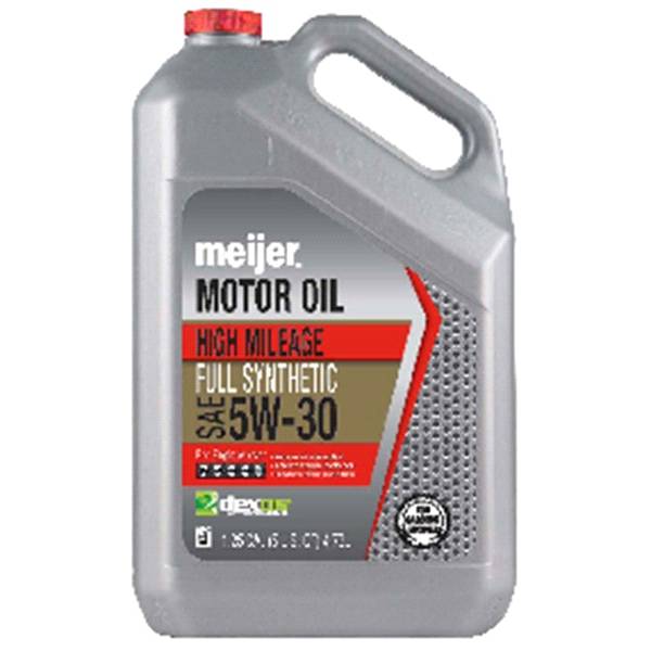Meijer High Mileage 5W-30 Motor Oil, Full Synthetic, 5 qt