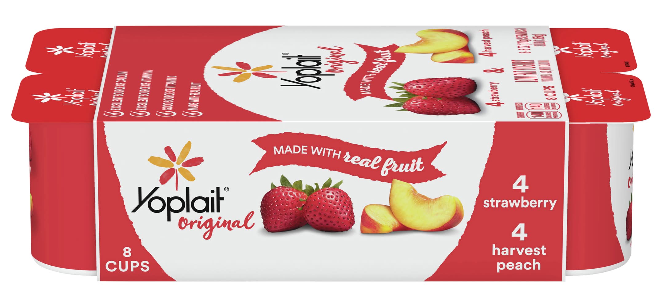 Yoplait Lowfat Original Yogurt Cups, Strawberry-Harvest Peach (48 oz, 8 ct)