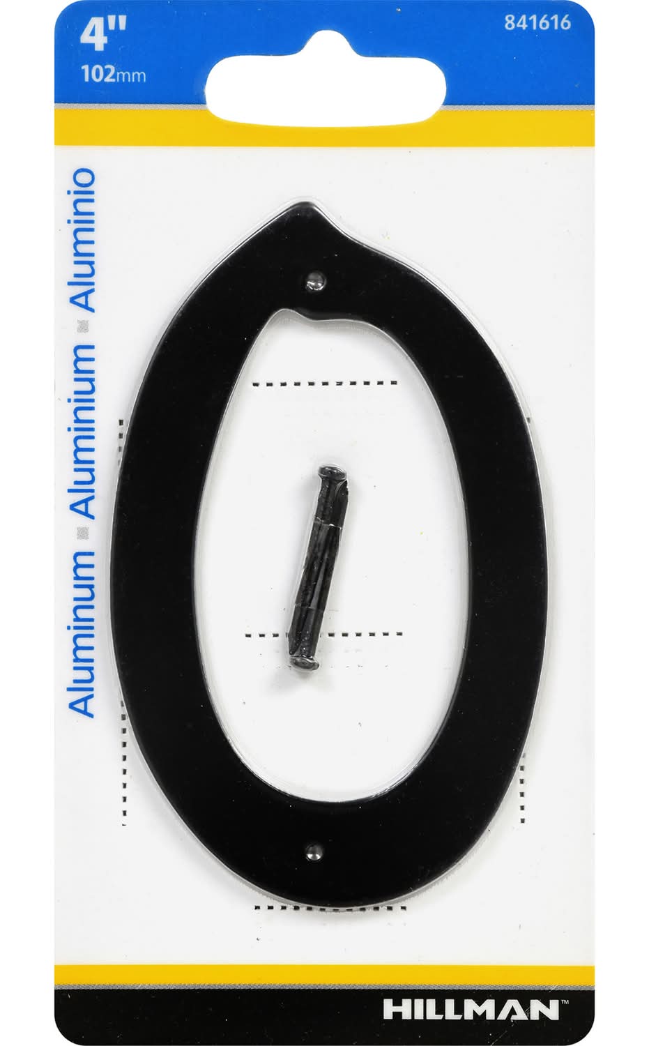 Hillman 4 In. Black Aluminum Nail-On Number 0 1 Pc