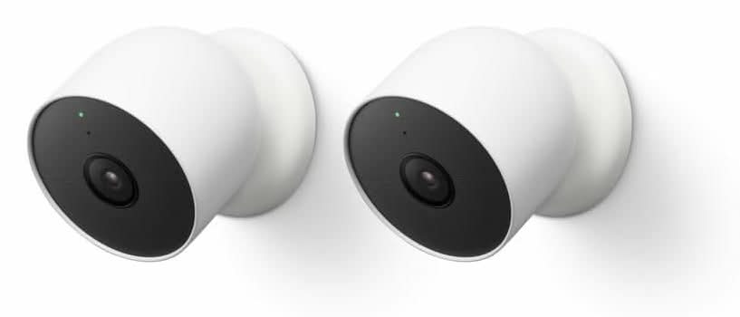 Google Nest Indoor/Outdoor Wireless Smart Security Camera (Battery) 2-Pack