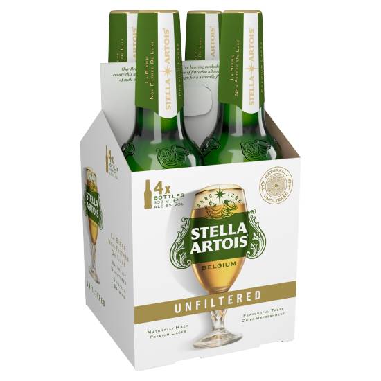 Stella Artois Unfiltered Premium Belgium Lager Beer Bottles 4x330ml