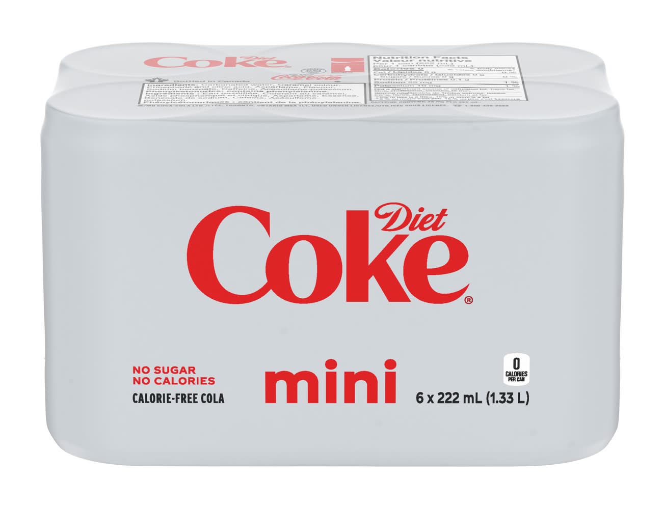 Diet Coke No Sugar Calorie Free Mini Soda (6 x 222 ml)