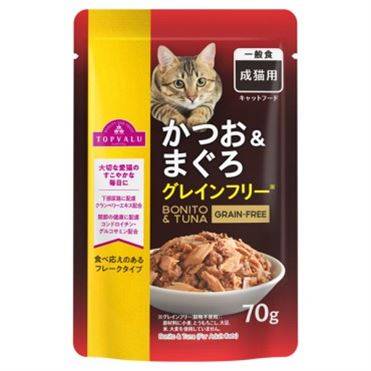 トップバリュ キャットフード パウチ かつお＆まぐろ  70g4549414373585