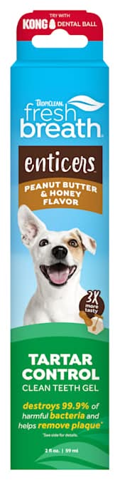 TropiClean Fresh Breath Enticers Peanut Butter & Honey Teeth Gel for Dogs, 2 oz.