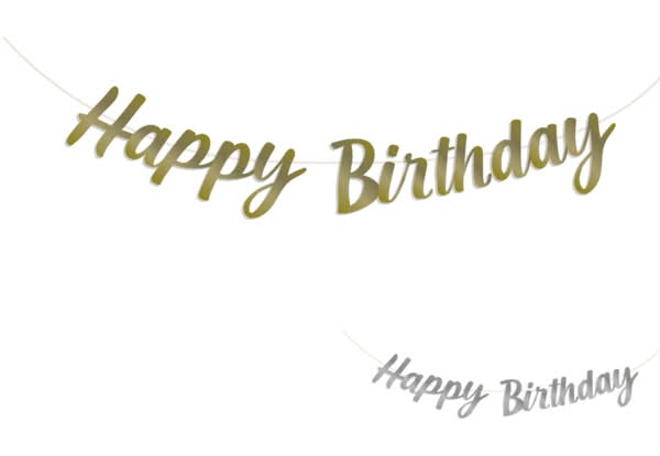 Banner de happy birthday en cursiva