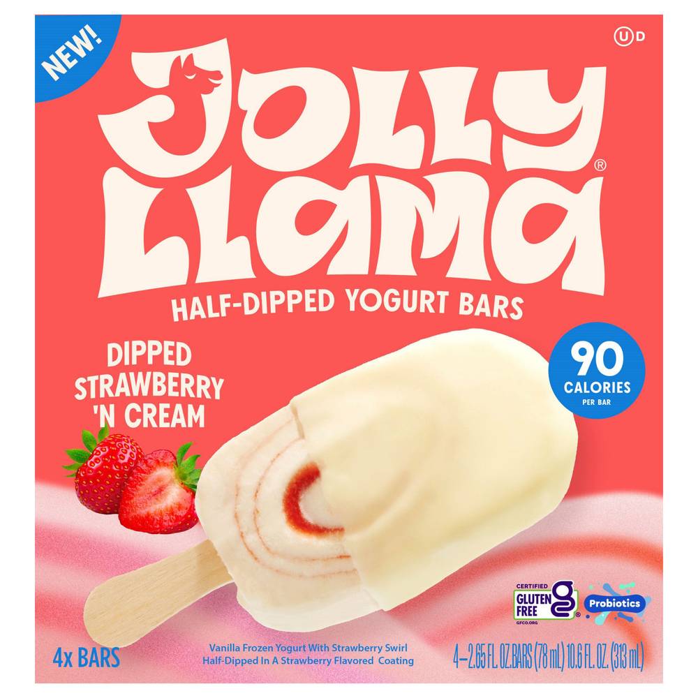 Jolly Llama Half-Dipped Yogurt Bars (strawberry n cream)