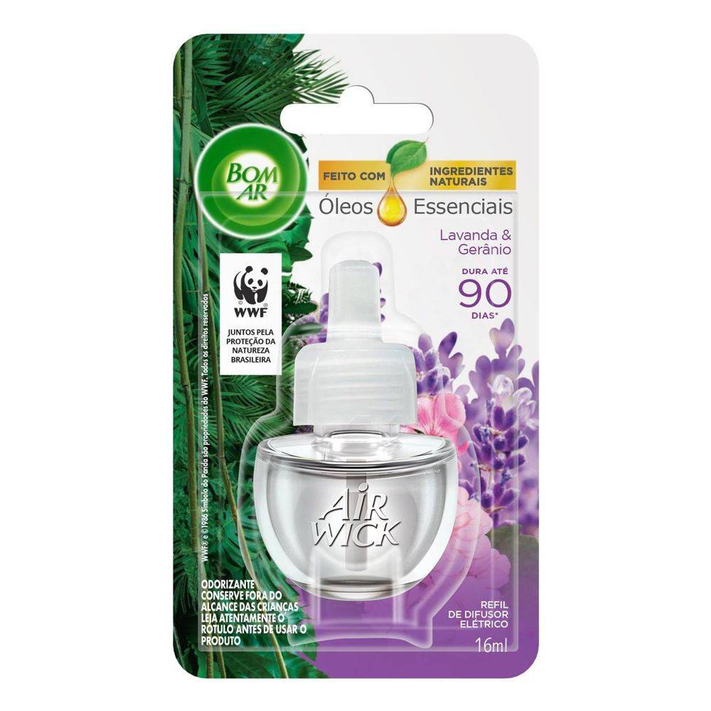 Bom Ar · Difusor elétrico air wick lavanda e gerânio refil (16 ml)