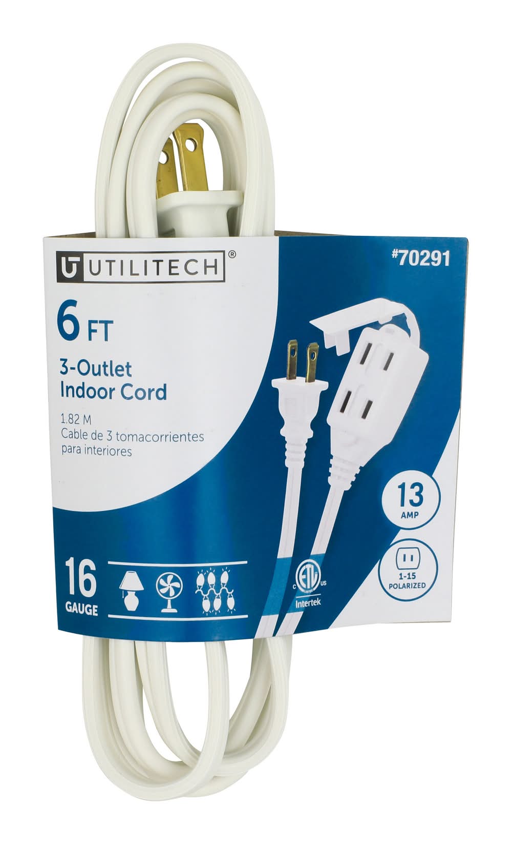 Utilitech 6-ft 16 / 2 Light Duty 2 Prong White Indoor Extension Power Cord