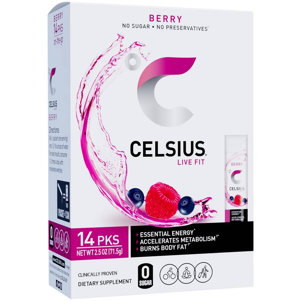 Celsius Energy Powder Drink Mix - Berry (14 Packets)