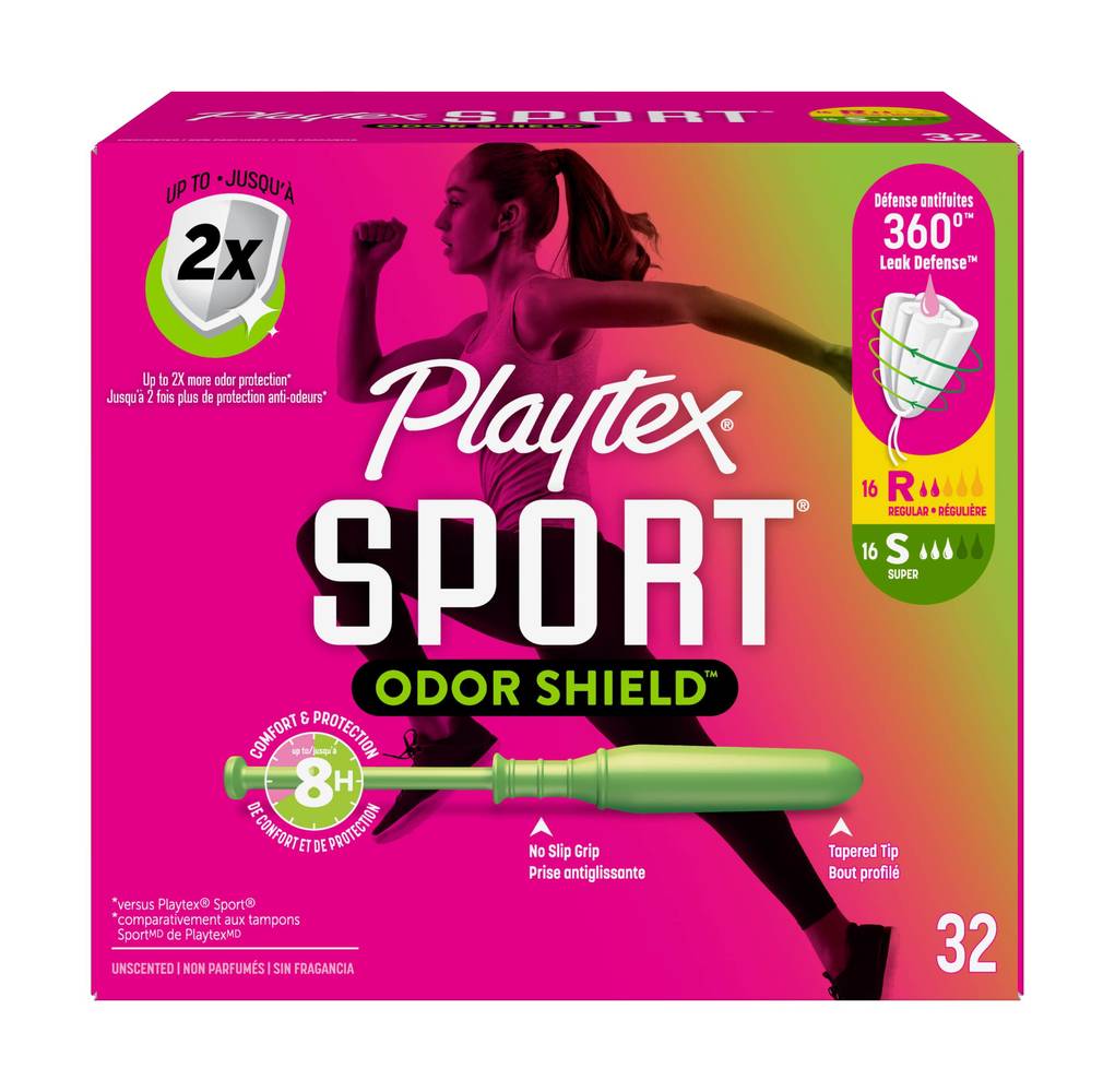 Playtex Sport Odor Shield Unscented Plastic Tampons (32 ct)