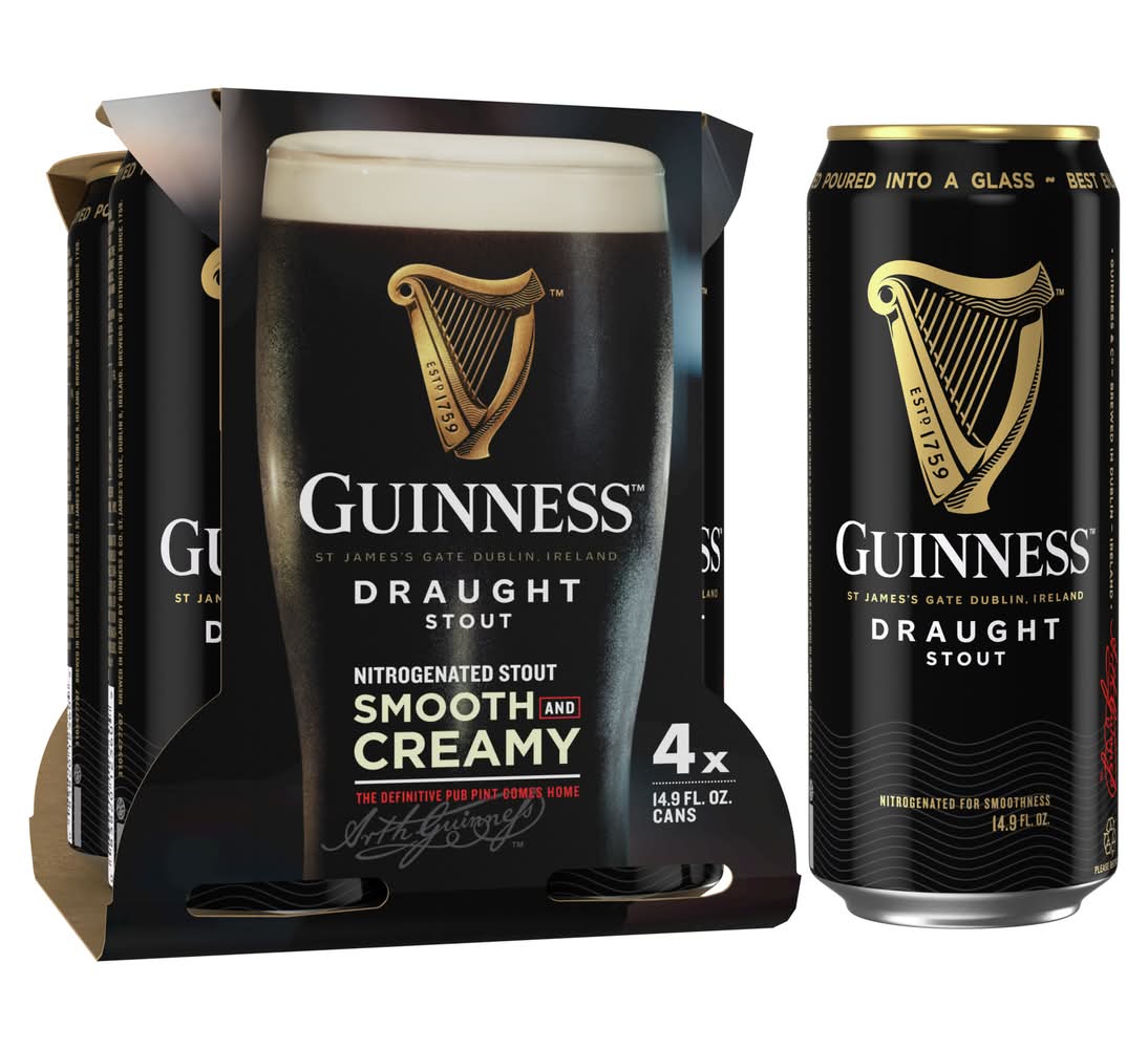 Guinness Draught Stout Beer (4 x 14.9 fl oz)