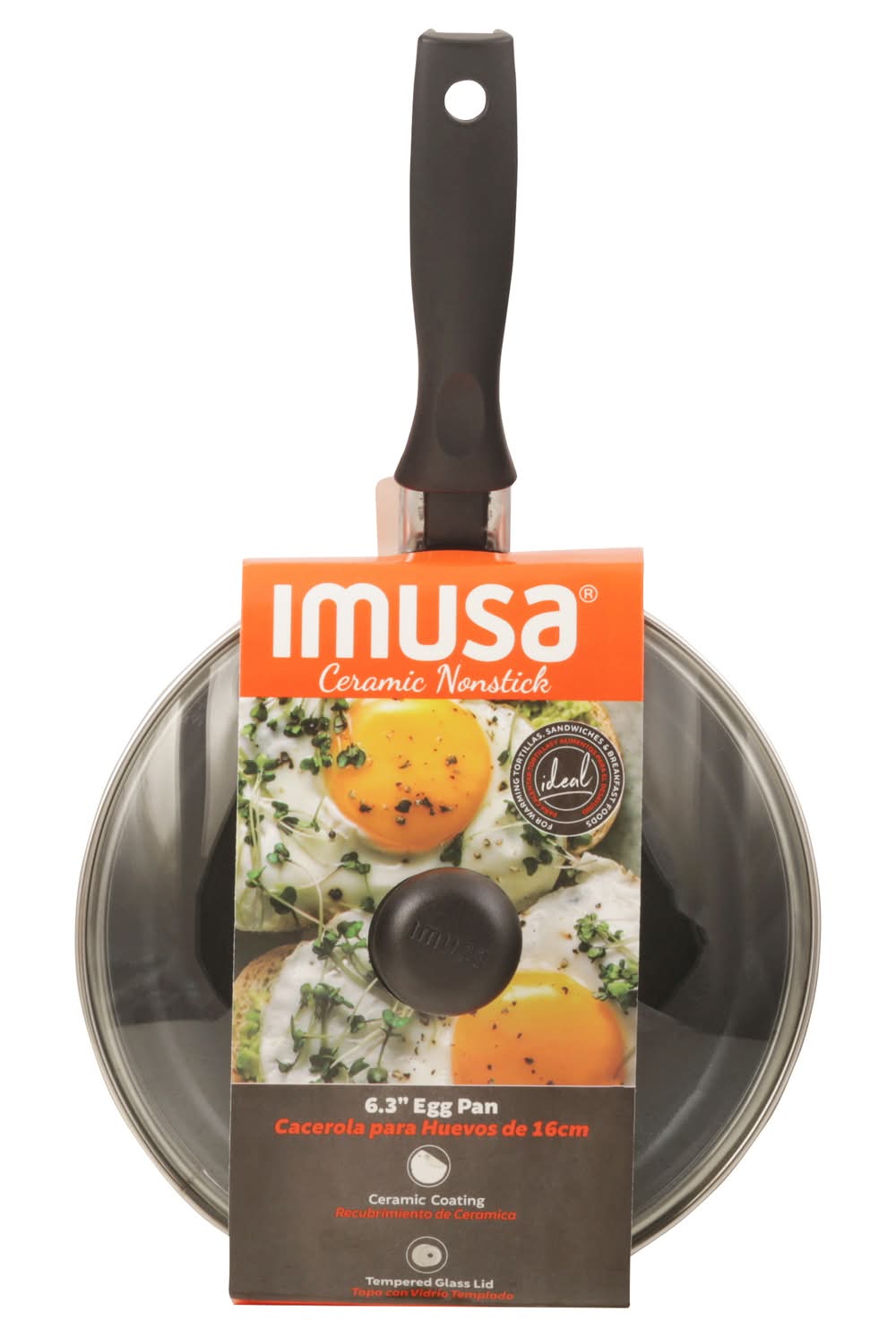 Imusa Ceramic Nonstick Egg Pan, 6.3 in, Black