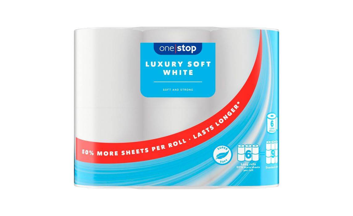 One Stop Luxury Soft White 6 Long Rolls (403545)