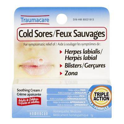 Homeocan soulagement des symptômes de l'herpès labial et des gerçures, traumacare (7 g) - traumacare cold sores soothing cream (7 g)