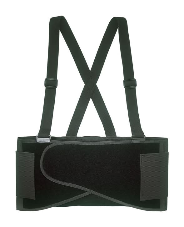 Clc 32 In To 38 In. Elastic Support Belt With Suspenders Back Support Belt Black M 1 Pc
