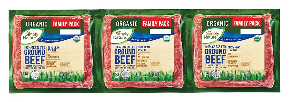Simply Nature Fp 93% Organic Gf Ground Beef (4 lbs, 3 ct)