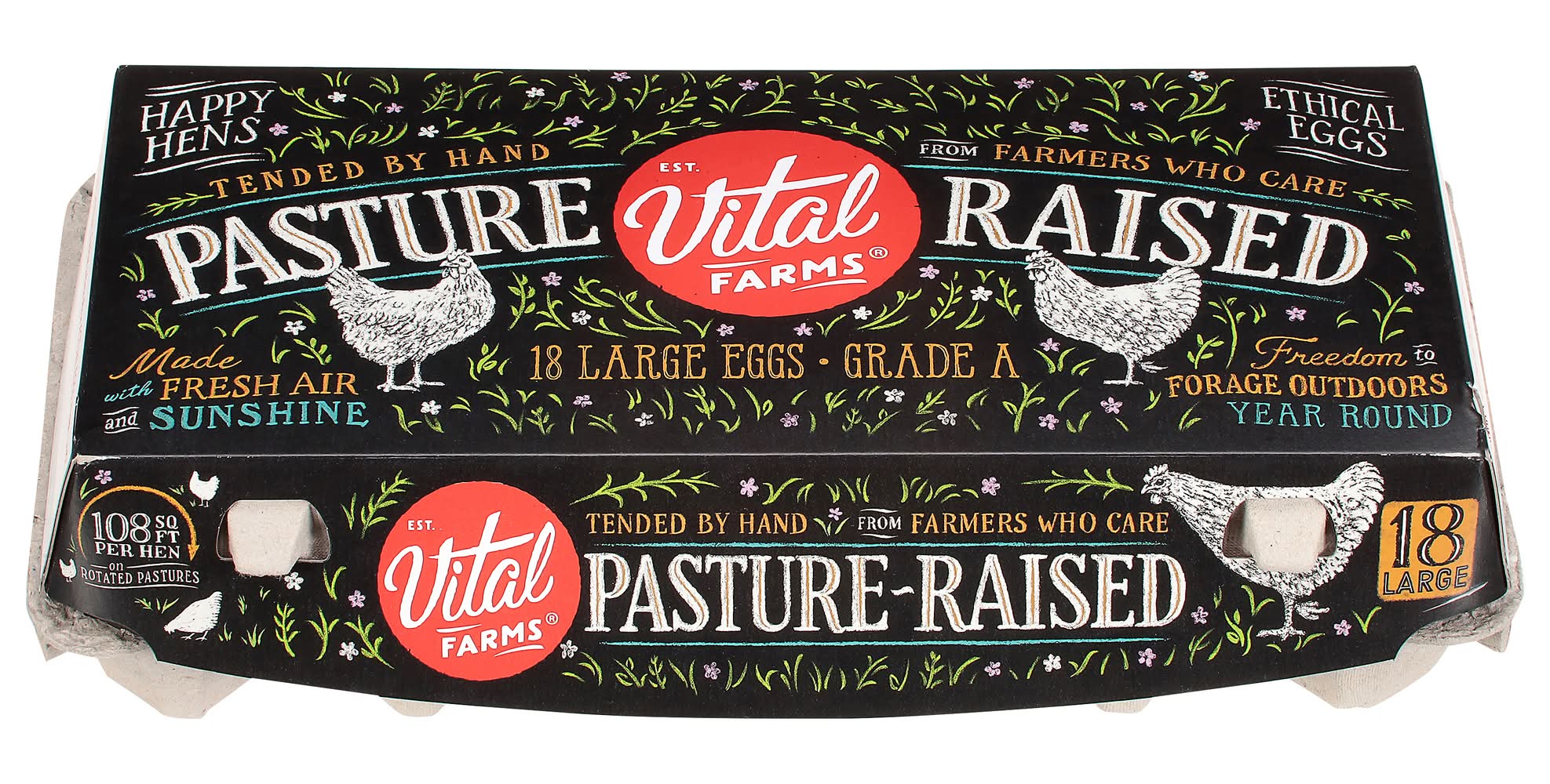 Vital Farms Pasture Raised Grade a Eggs, L (36 oz, 18 ct)