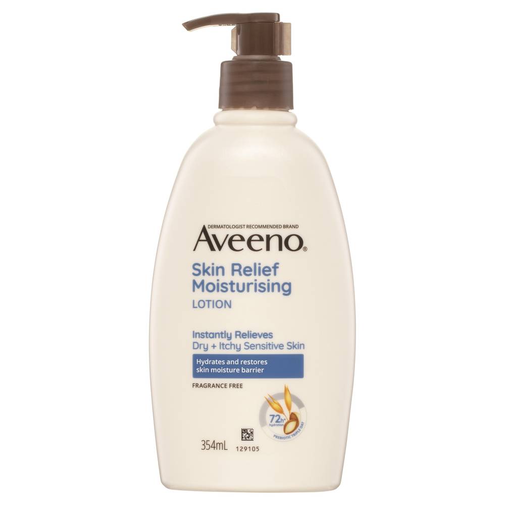 Aveeno Skin Relief Fragrance Free Body Lotion Shea Butter 72-hour Intense Hydration Soothe Dry Itchy Sensitive Skin 354ml