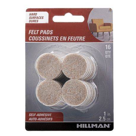 Hillman Round Oatmeal Felt Pads 1"