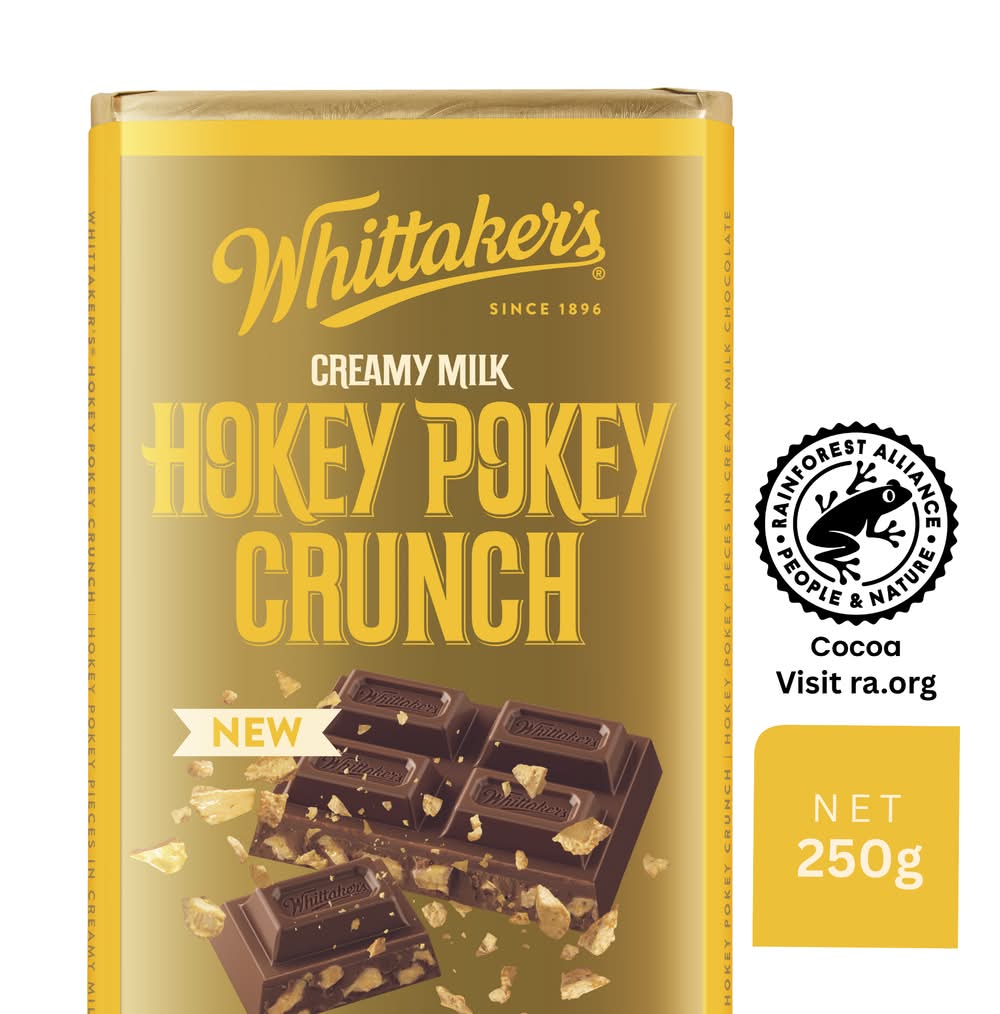 Whittaker's Creamy Milk Chocolate Block, Hokey Pokey Crunch (250g)