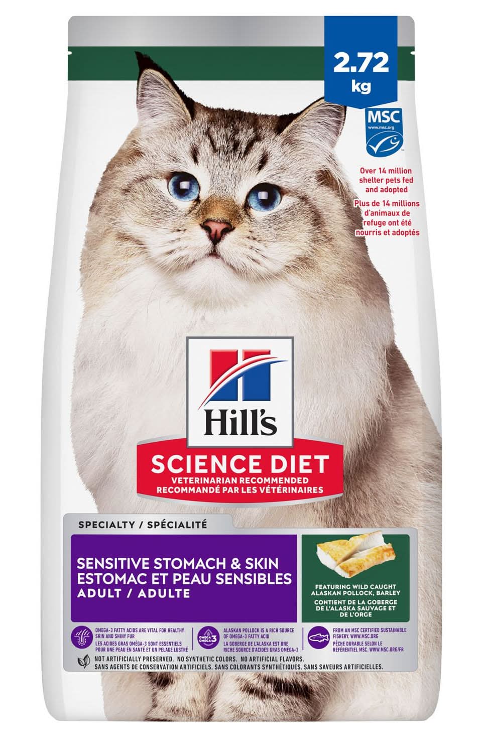 Hill's Science Diet Specialty Sensitive Stomach & Skin Pollock Meal & Barley Recipe Adult Cat Food, 6 lb