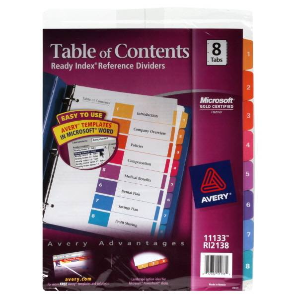 Avery Ready Index Reference Dividers (8 ct)